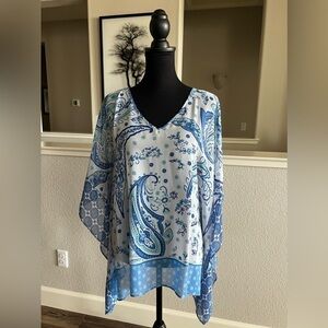SUSAN GRAVER PAISLEY PONCHO BLOUSE - MEDIUM
